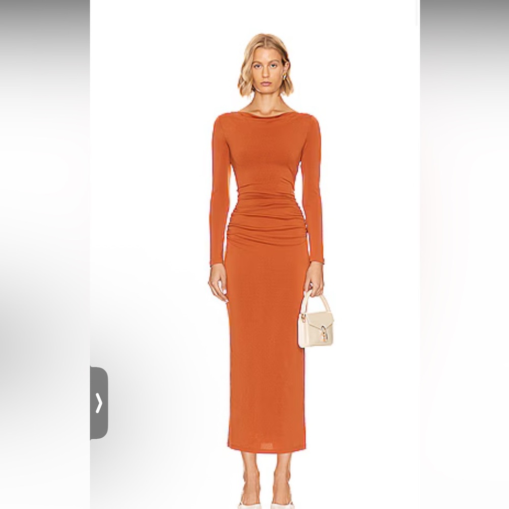Elegant Orange Long Sleeve Dress